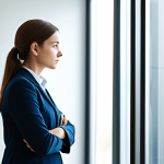 A thoughtful individual, dressed in professional yet comfortable attire, stands in a modern, well-lit office space, contemplating a complex decision. Their hands are naturally placed, reflecting a moment of quiet reflection and internal dilemma. Soft, diffused natural light illuminates the scene, creating a calm and focused atmosphere. The background is slightly blurred, emphasizing the subject's internal process and the balance between logic and emotion. Fully clothed, modest clothing, appropriate attire, professional dress, safe for work, appropriate content, family-friendly, perfect anatomy, correct proportions, natural pose, well-formed hands, proper finger count, natural body proportions.