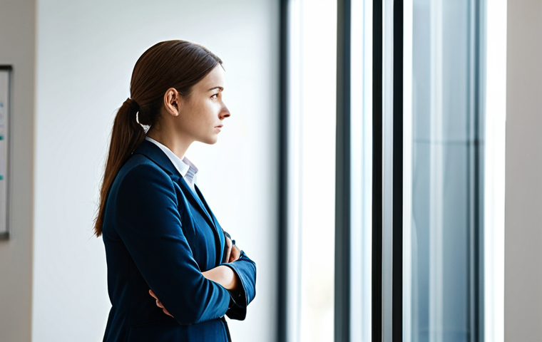 A thoughtful individual, dressed in professional yet comfortable attire, stands in a modern, well-lit office space, contemplating a complex decision. Their hands are naturally placed, reflecting a moment of quiet reflection and internal dilemma. Soft, diffused natural light illuminates the scene, creating a calm and focused atmosphere. The background is slightly blurred, emphasizing the subject's internal process and the balance between logic and emotion. Fully clothed, modest clothing, appropriate attire, professional dress, safe for work, appropriate content, family-friendly, perfect anatomy, correct proportions, natural pose, well-formed hands, proper finger count, natural body proportions.