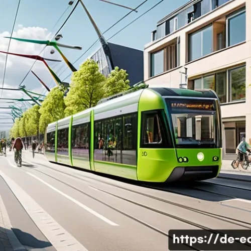 Home 32 환경경제학과 탄소세 - A detailed urban scene in a modern German city showing diverse people using sustainable transportati...